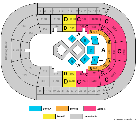 Prospera Place Alegria Zone Seating Chart